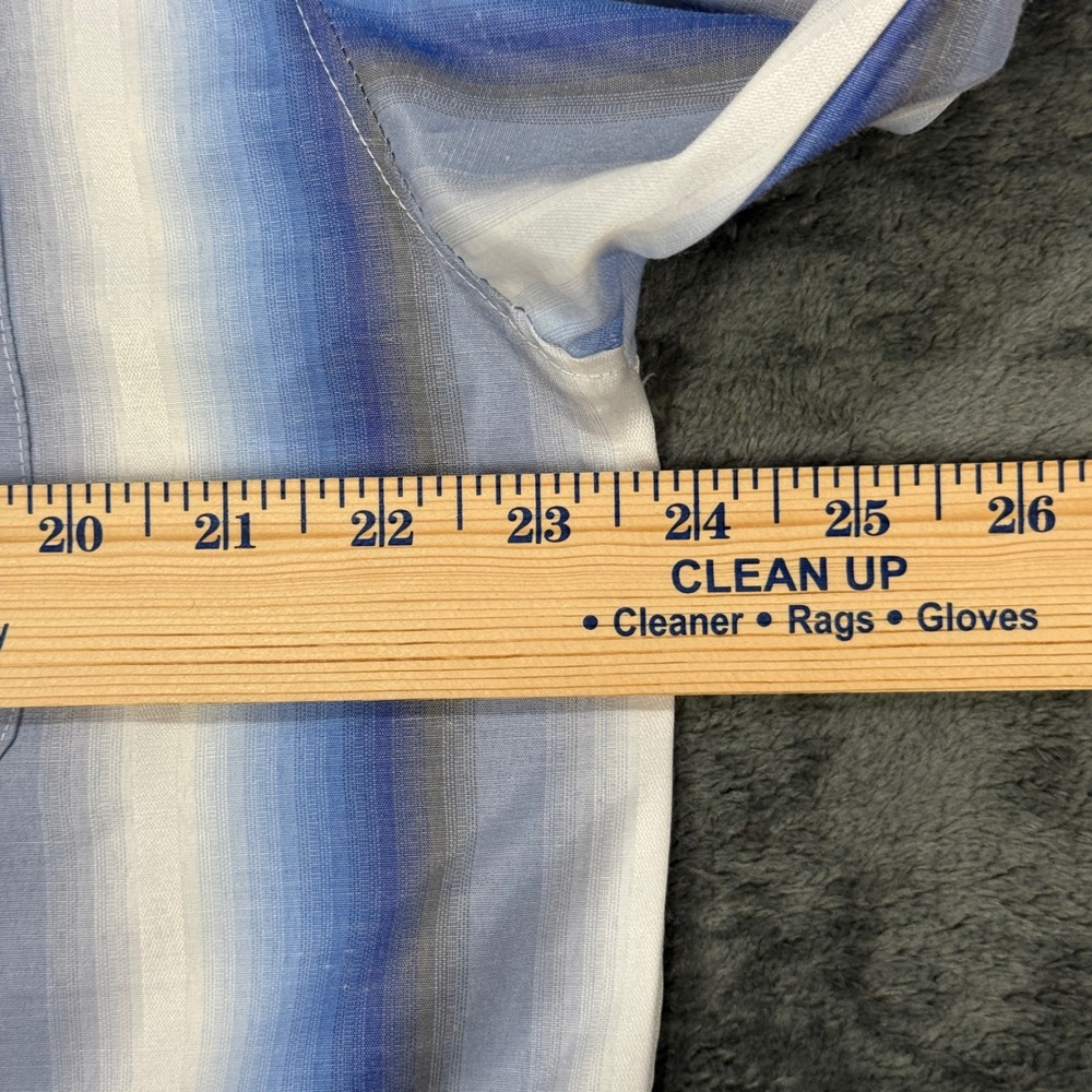 Dámante Button Front Shirt Mens Large Blue Ombre Stripe Long Sleeve - Picture 4 of 8